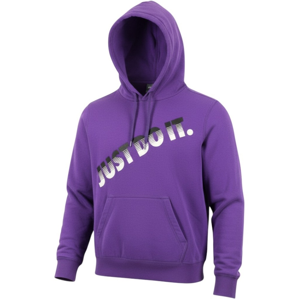 Nike Just Do It Fleece Pullover Hoodie Purple Graphic Sweatshirt Medium M